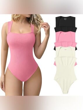 Ribbed Square-Neck set of 3 Bodysuit’s